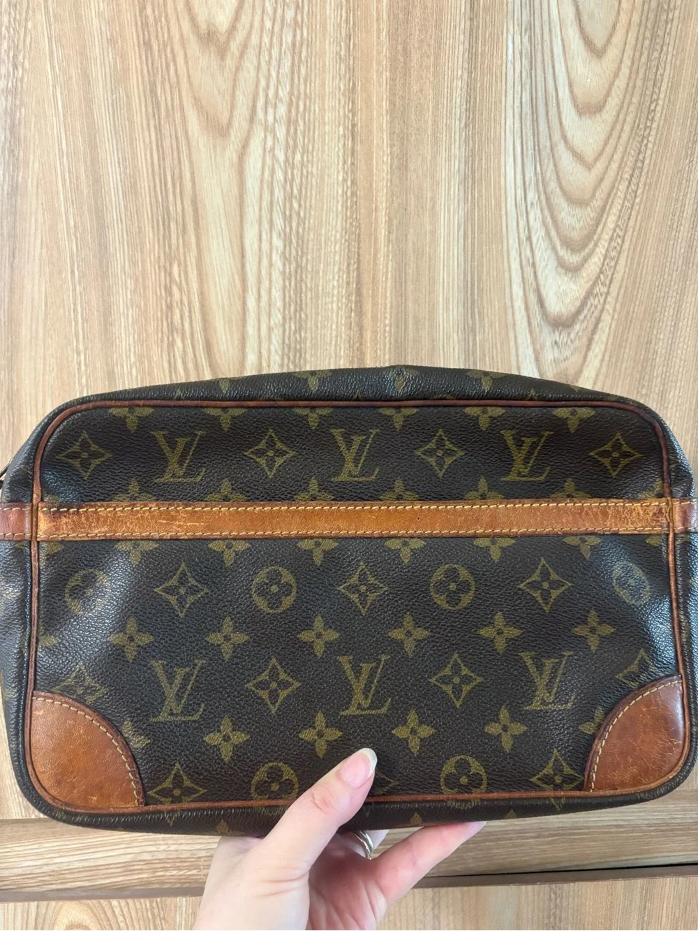 Authentic Louis Vuitton Compiegne 28 Monogram Canvas Brown clutch